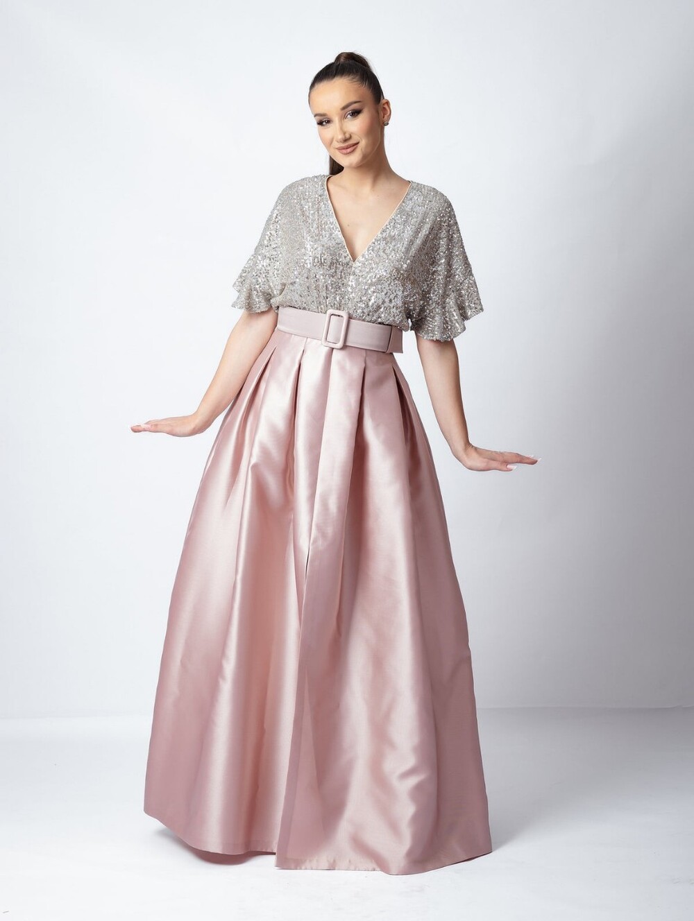SACHIN & BABI Simone Sequinned Satin Gown Inβ Peony